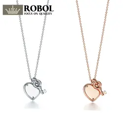 ROBOL Мода Сердце и ключ цепочки ожерелья бренд 14 К золото Цвет 925 Streling серебряная подвеска, кулон для женщин Нью Йорк Ювелирные изделия
