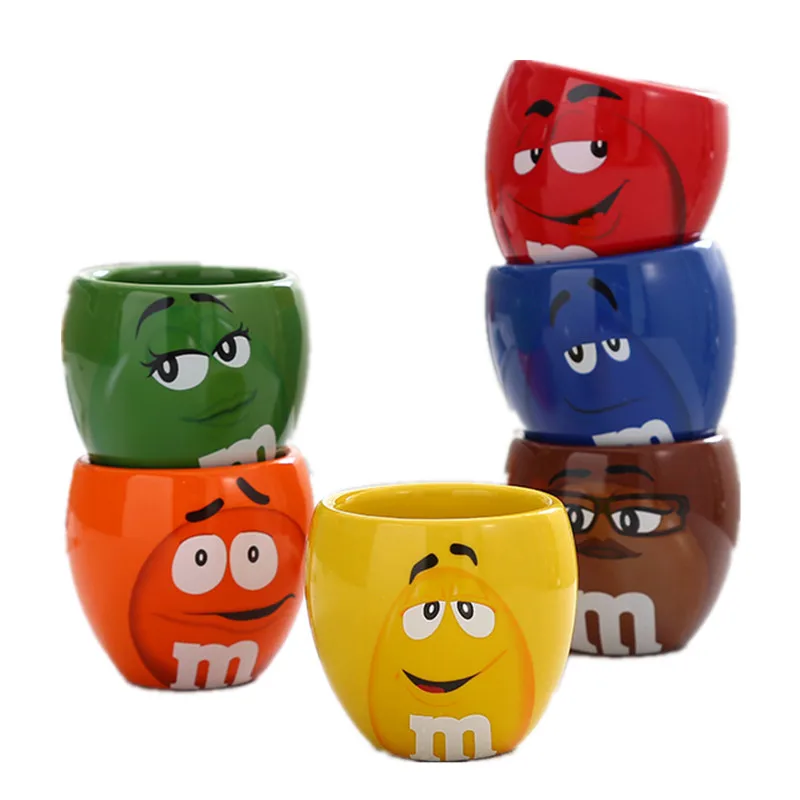 M& M кофейные кружки, керамические чашки и кружки, креативные кружки с милым рисунком, посуда для напитков