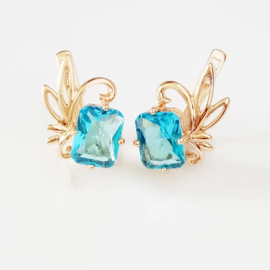 

Korean Earrings Drop Earrings Jewelry Earrings Office Style Rose 585 Gold Color Jewelry Square Cubic Zircon Earrings