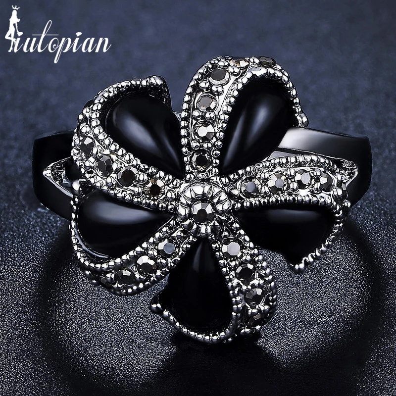 

Iutopian New Arrival Unique Design Women's Green/Red/Black Crystal Finger Ring Imperial Shape Vintage Jewelry #T3510black