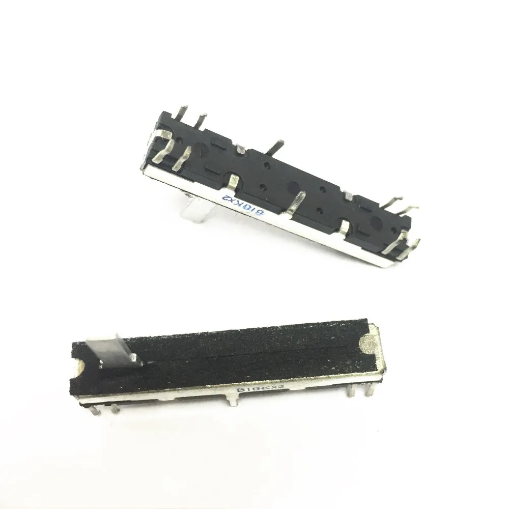 

free shipping 10pcs Black 4.5 cm long double mixer fader potentiometer B10K X2