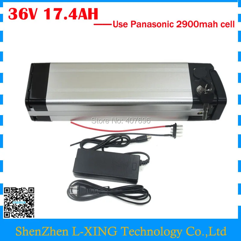 

Free customs fee 36V 17AH lithium battery 36V 17.4AH silver fish ebike battery use Panasonic cell with aluminum case 30A BMS