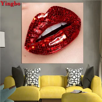 

5D Diamond Painting Cross Stitch Kit Full Drill Square Sexy lips DIY Diamond round Embroidery Mosaic Arts Home Wall Decoration