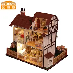 DIY деревянный дом Miniaturas с мебелью поделки миниатюрные домики кукольный домик игрушки для детей Рождество и день рождения подарок K13