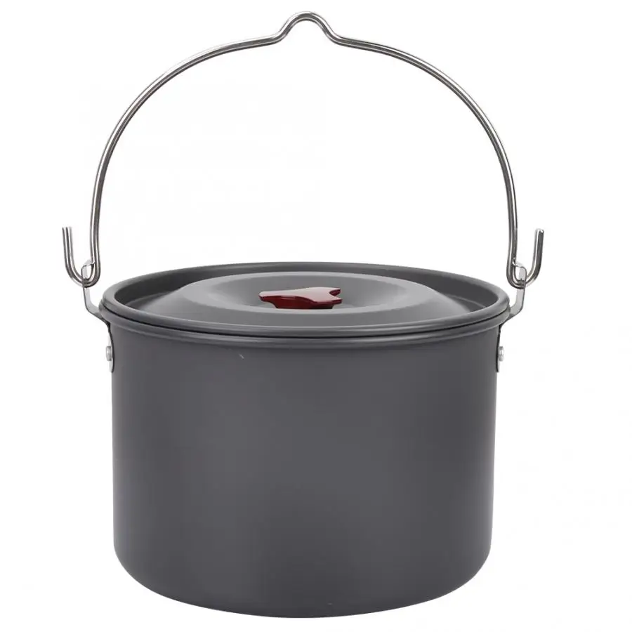 

5L Outdoor Camping Hanging Pot Camping Pot Single Pot Portable BBQ Picnic Cooking Kettle Outdoor Tableware Accessories