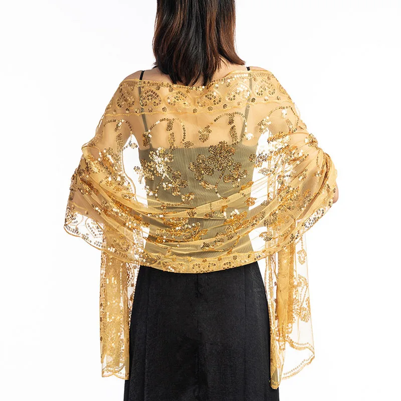 

Elegant Women Wedding Shawl Sequined Shrug Wraps Bridal Bridesmaid Long scarf Wraps Evening Party Dress Wraps Free Shipping