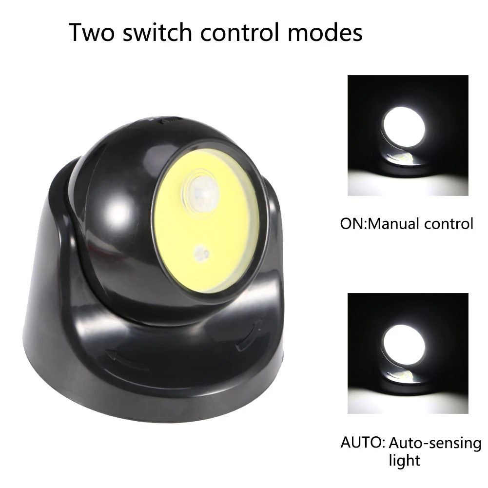 

COB LED Auto Motion Sensor Wall Lamp 3 Modes 360 Degree Rotation Lamp 2-3 M Sensor Distance Night Light For Wardrobe Use 3 AAA