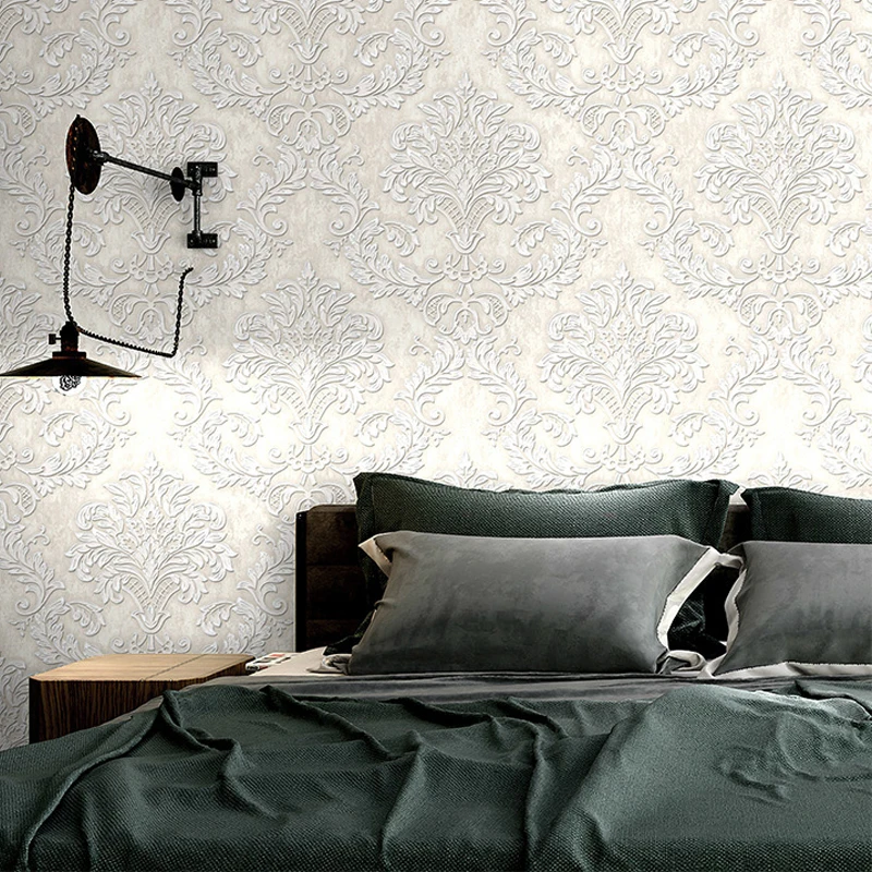 European Modern Damask Wallpaper 3D Non Woven Bedroom Living Room Embossed Floral Home Decor Wall Paper Roll European Modern Damask Wallpaper 3D Non Woven Bedroom Living Room Embossed Floral Home Decor Wall Paper Roll