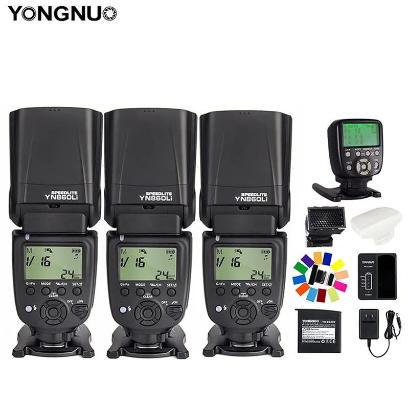 Yongnuo YN860Li Беспроводная вспышка Speedlite Литиевая Батарея Вспышка светильник для Nikon Canon совместимый YN560III/YN560IV/YN660/YN968N - Цвет: 3xYN860 and YN560-TX