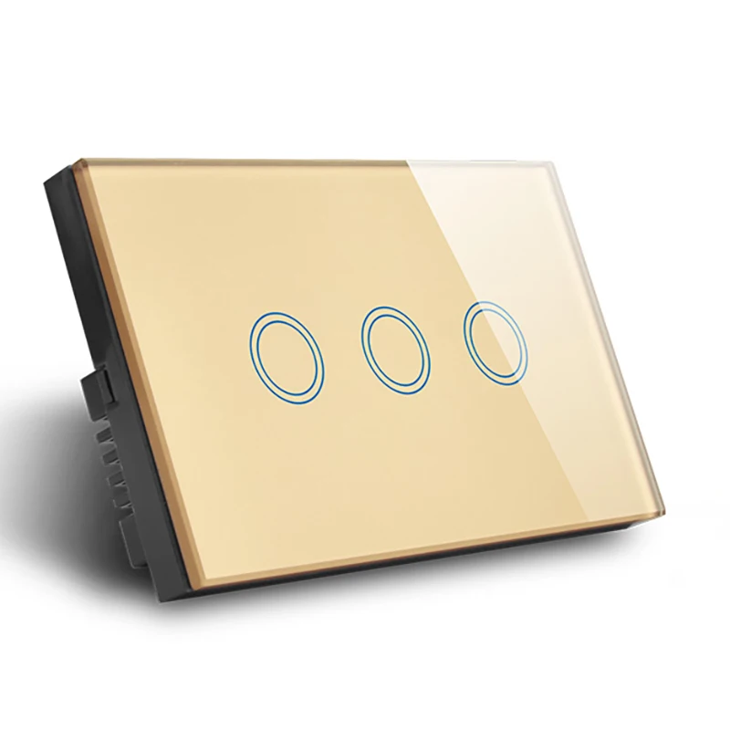  Smart Home 3 Gang 1 Way WiFi Touch Switch eWelink Smart Crystal Glass Wall Switch No Neutral Line S - 33051768741