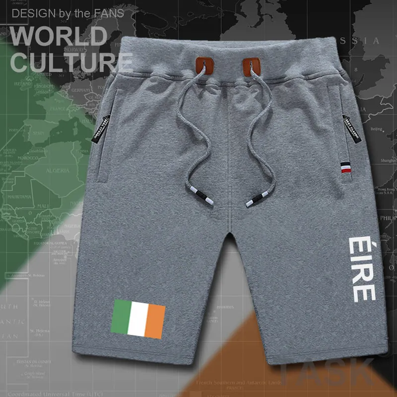 Eire Ireland mens shorts beach new men's board shorts flag workout zipper pocket sweat casual