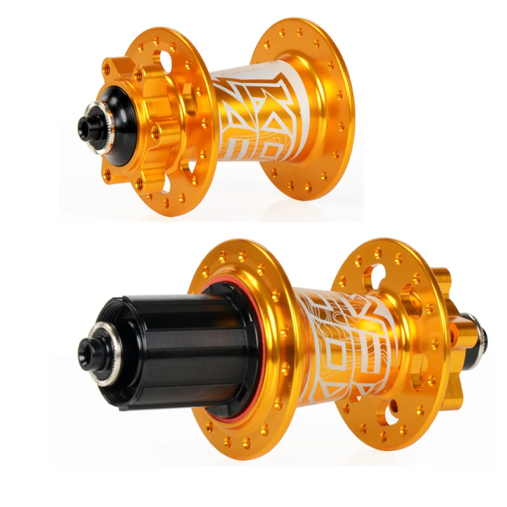 

KOOZER XM490 Hubs Aluminum 2+4 Bearing 72HD 32 Hole Hub Set MTB Disc Brake Front Hub Rear hub Quick Release Thru Axle Gold