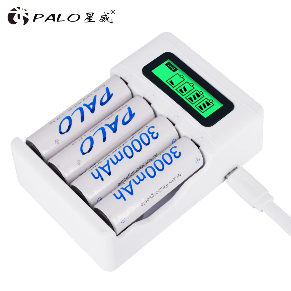 Intelligent LCD Display AA / AAA Battery Charger For Ni-Cd Ni-Mh Rechargeable Batteries USB Input