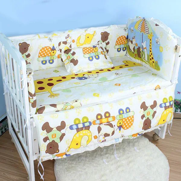 Удобный комплект постельного белья для детей, включает в себя бамперы, подушки, матрас, хлопковое детское постельное белье, мультяшный Комплект постельного белья для новорожденных