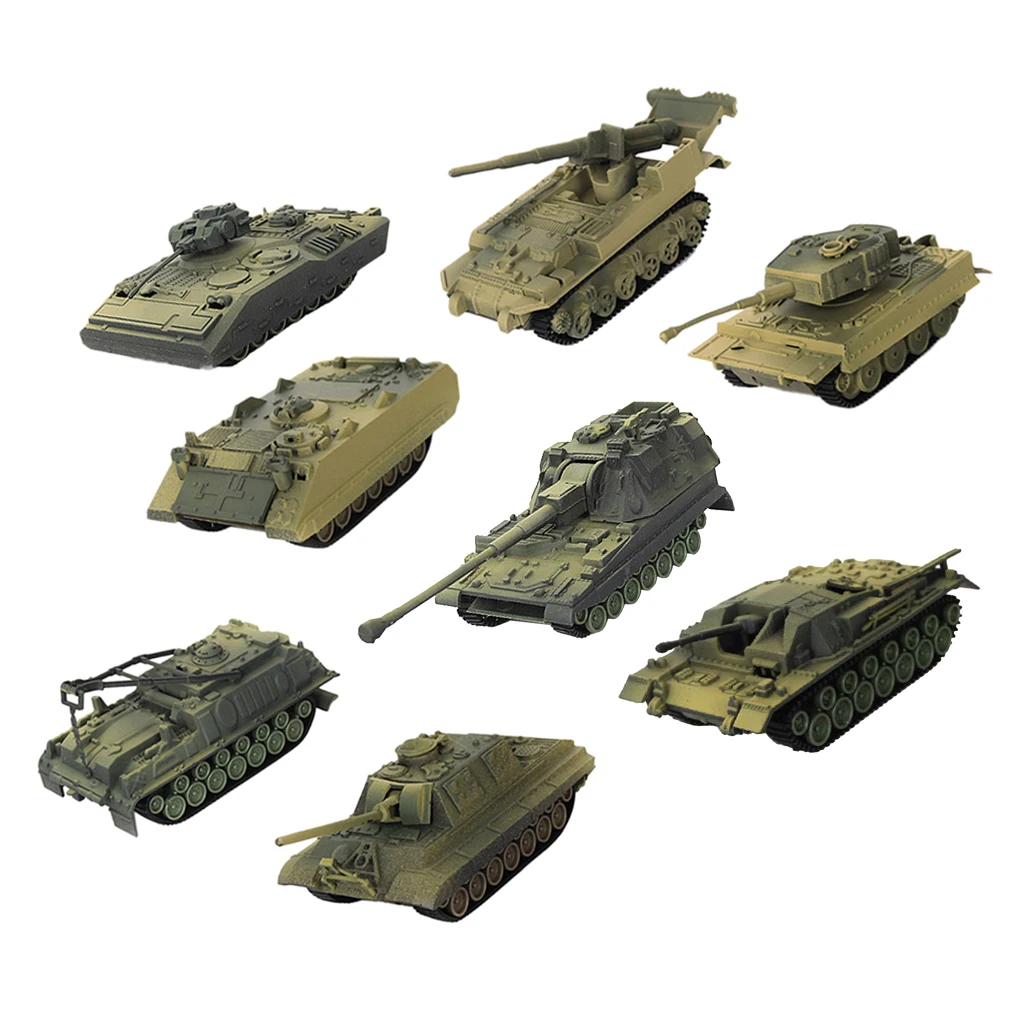 8 Pieces 4D Modern Tank Model 1:72 Heavy Tank Sand Table Model Wargame Game Diorama Scenery Layout