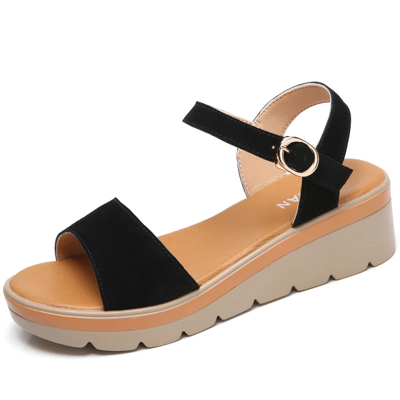 

Women Sandals summer 2018 new solid color with flat shoes Slope shoes women open toe word buckle shoes woman women sandals 808