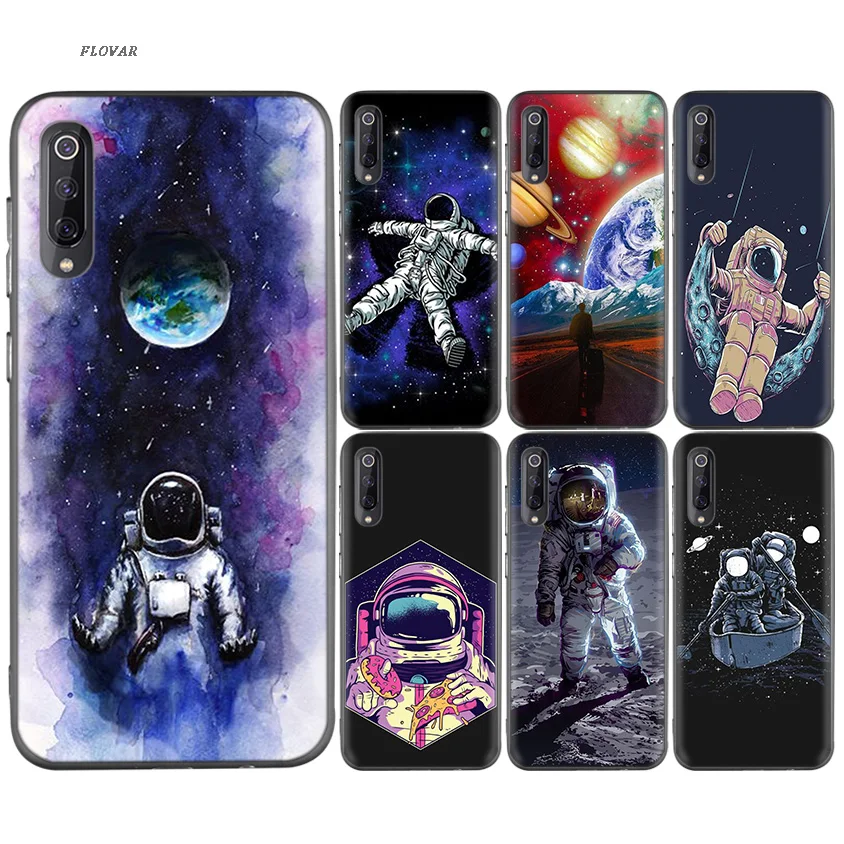 

Space Moon Astronaut Stars Black Case For Xiaomi 9 8 A2 lite A1 Play Pocophone F1 Xiomi Redmi Y3 Note 7 6 5 Pro 5Plus Cover