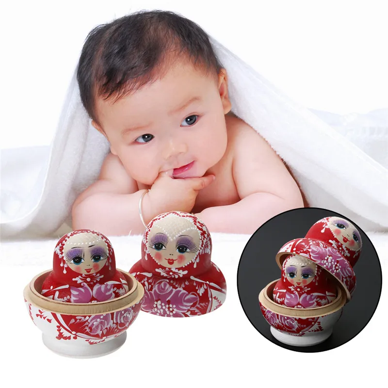 Wooden Matryoshka Set Russian Dolls Baby Toy Nesting Dolls Hand Painted Home Decoration Birthday Gifts