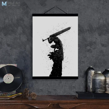 

Abstract Japanese Pop Anime Berserk Wooden Framed Canvas Prints Posters Big Wall Art Picture Painting Scroll Boy Kids Room Deco