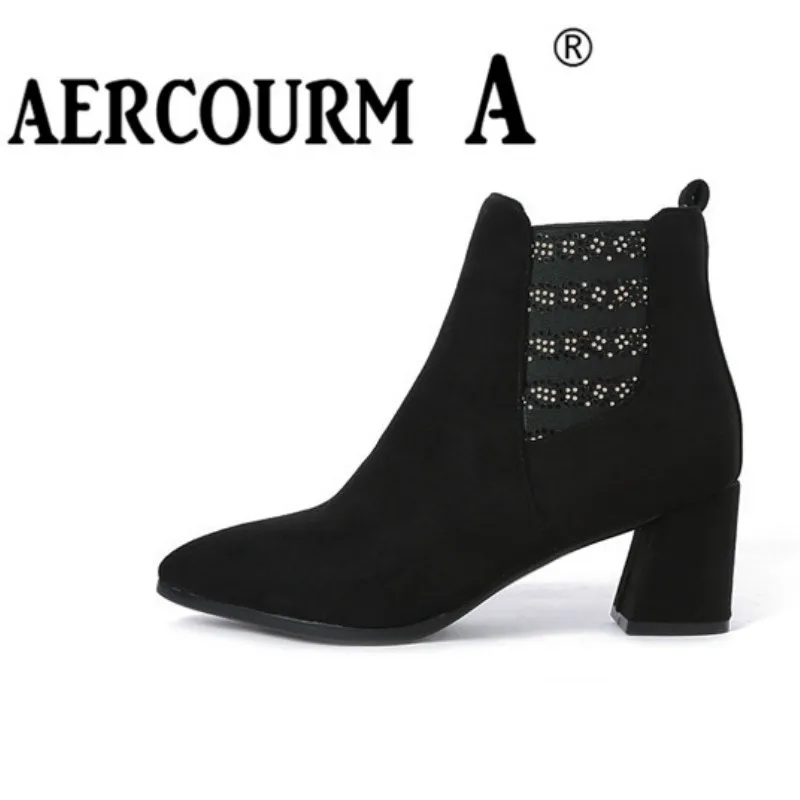 Ante A Invierno Cuero Mujeres Negro Señora Zapatos Corta Botas 2018 La Vaca Aercourm Botines Nuevos Felpa De qwzXqR