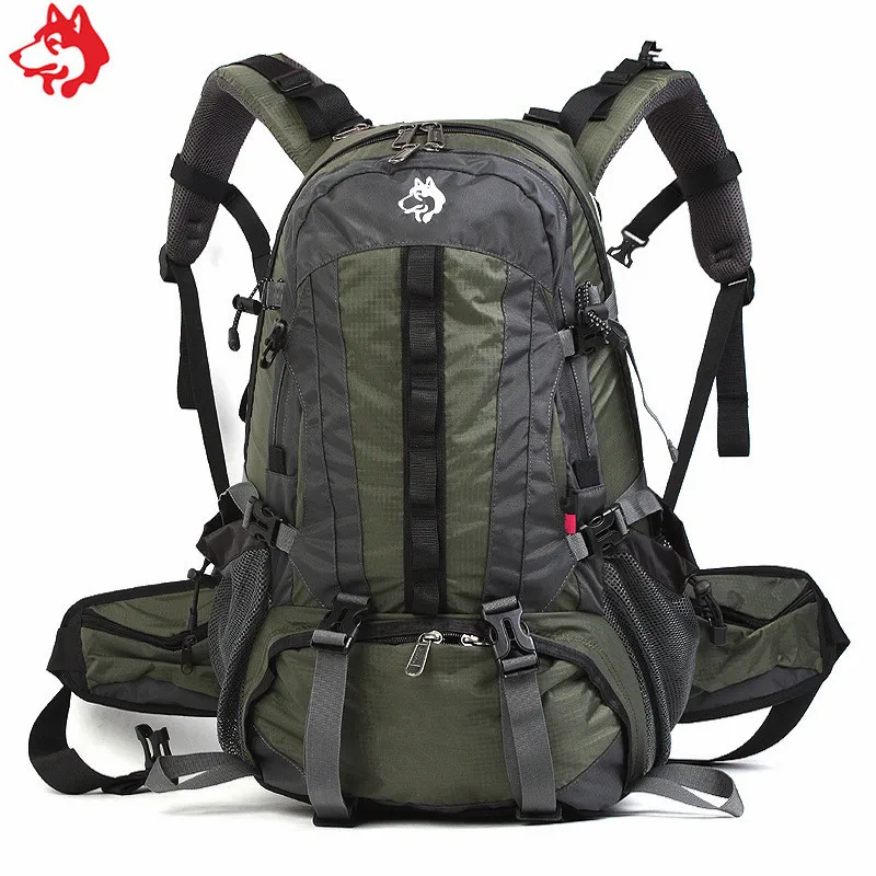 40L outdoor male sports backpack Red/Black/Army Green multi straps female survival whistle set hiking trekking backpack