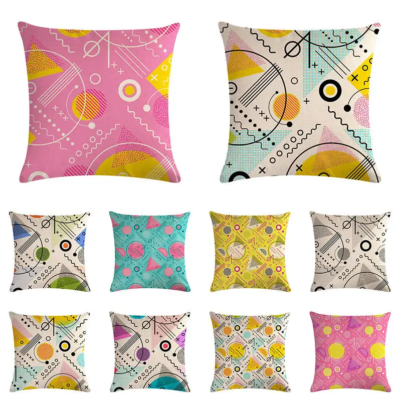 

Colorful Stripes Geometric Combination Mathematics Symbol Gorgeous Prints Beautiful Cushion Cover Sofa Throw Pillow Case ZY936