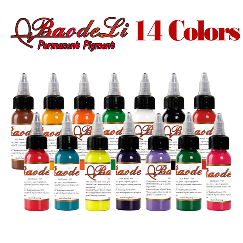 

30ml Professional Tattoo Ink 14 Colors Set Microblading Pigment 1oz 30ml/Bottle Tattoo Pigment Kit Permanent Makeup Pigments