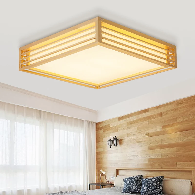 

Solid Wooden bedroom lamp LED ceiling lamps art lamps square living room lamps Ceiling Lights Japanese tatami wood ZA MZ45