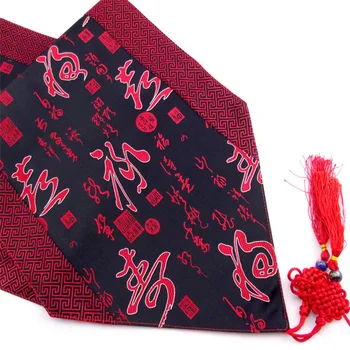 

Patchwork Chinese Word Table Runners Dining Table Pads Ethnic Style Damask Fabric Rectangular Table Cloths for Festive Party