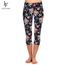 LETSFIND Горячая мультфильм Русалка печати капри леггинсы для женщин высокая талия сексуальные фитнес размера плюс брюки летние леггинсы до середины икры