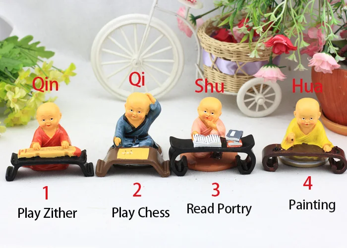 Китайская культура фигура Qin Qi Shu Hua zither шахматы поэтическая Живопись Смола