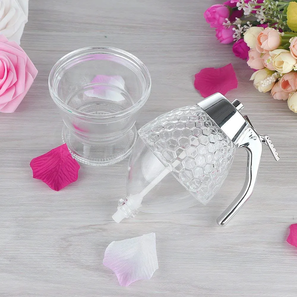 Honey Syrup Dispenser Dripless Glass Pot Vintage Container