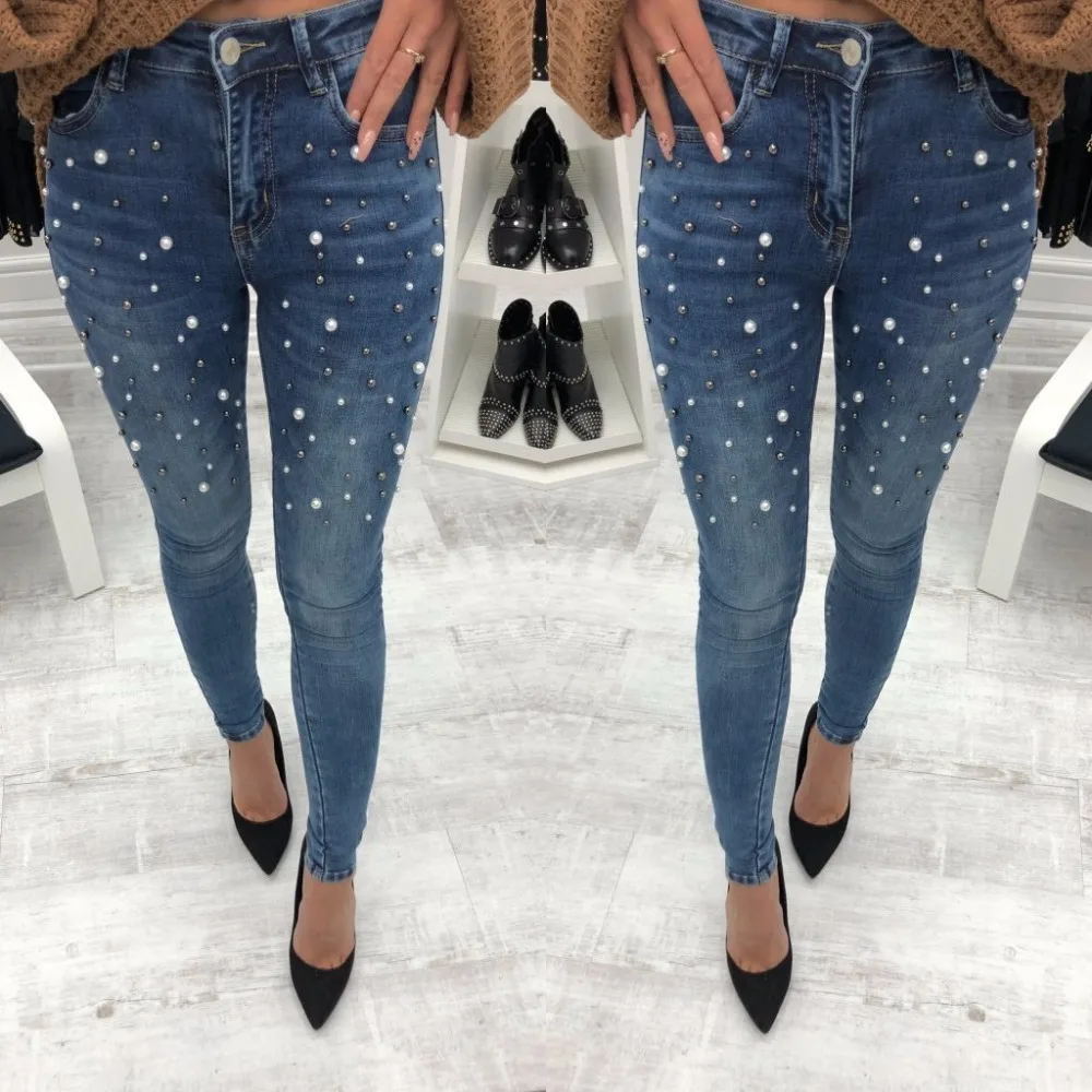 Новые модные женские обтягивающие джинсы с высокой талией, тянущиеся узкие джинсовые брюки-карандаш, женские повседневные Стрейчевые