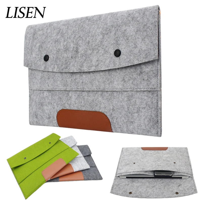 

Wool Felt Slim Sleeve Notebook Bags For Macbook Pro Retina 11 13 15 Case For Xiaomi Air 12.5 13.3 15.6 Surface Pro 4 5 6 Cover