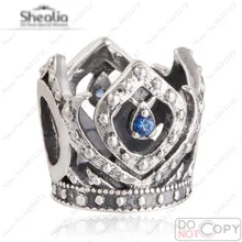 Calado Elsa Corona Encantos Cupieron Las Pulseras Europeas Auténtica Plata de Ley 925 CZ Azul Elsa Queen Crown Encanto Diy 2016 de La Joyería