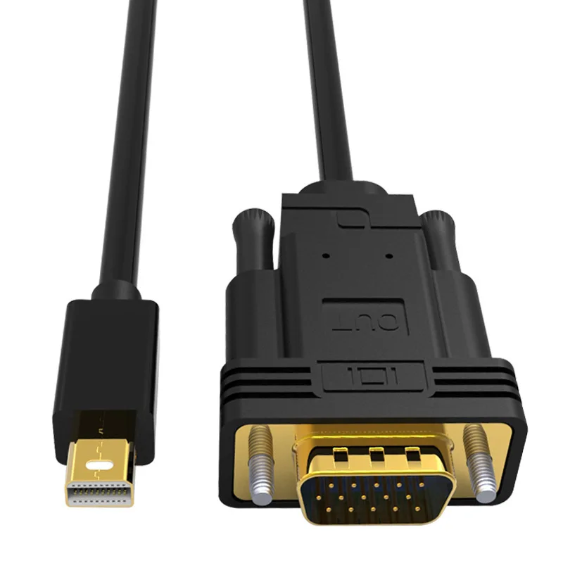 مصغرة displayport إلى vga محول كابل مطلية بالذهب البسيطة موانئ دبي إلى vga كبل متوافق ل أبل ماك ، سطح الموالية ، chromebook