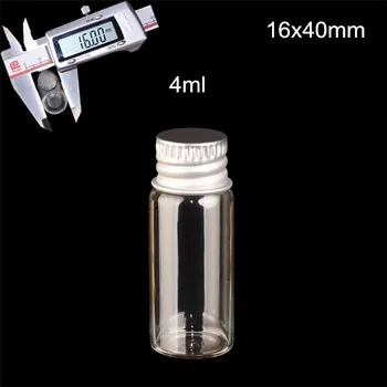 

100 pcs 4ml 16x40mm Small Clear Glass Bottle Vial Pendant With Aluminum Lid For Wedding Holiday Decoration Christmas Gifts