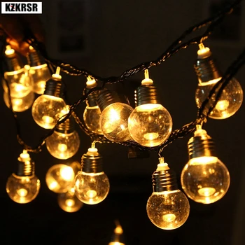 

AC110V 220V 5M 20LEDS Clear Bulb string Lights Christmas/Patio/garland Lights Decorative Lighting For Holiday Bedroom Wedding