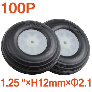 

100pcs 1.25"/ 32mm Small Tail Wheel Rubber PU Nylon Hub Thickness:12mm Axle hole: 2.1mm For RC Airplane Replacement Parts