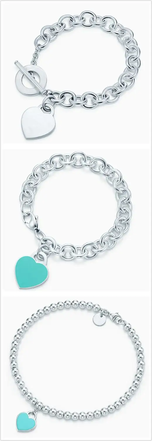 

SHINETUNG Original TIFF Sterling Silver 925 High Quality Heart-Shaped Pendant Bracelet For Woman Original 1:1 Fashion Jewelry