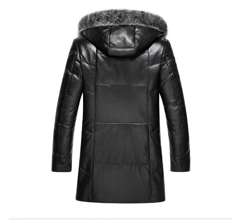 AYUNSUE, натуральная кожа, пальто для мужчин, настоящая овчина, кожаная куртка, зимняя, утиный пух, теплое пальто, Лисий мех, воротник, куртка sl16003 LWL1080