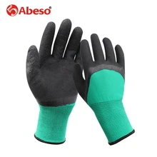 1 пара полувисячие защитные перчатки защита рук износостойкие прочные дышащие зеленые сердечники черные резиновые рабочие перчатки