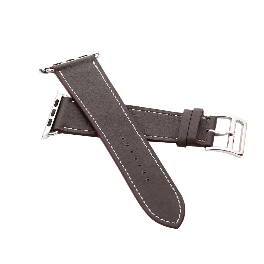 Genuine Leather strap For Apple watch band apple watch 5 4 3 band 44mm/40mm Iwatch series 5 4 3 2 1 42mm 38mm bracelet watchband - Цвет ремешка: Gray