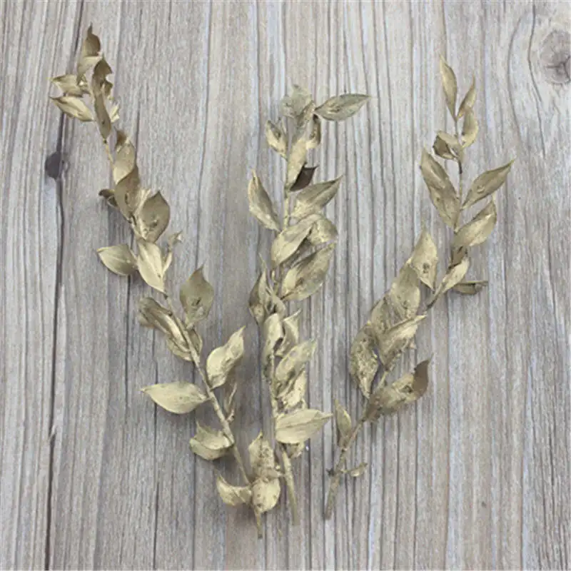 Замороженные листья головной убор ручной работы декоративные сушеные цветы сушки дерево перманентного рождения просо лист 2 шт - Цвет: Gold