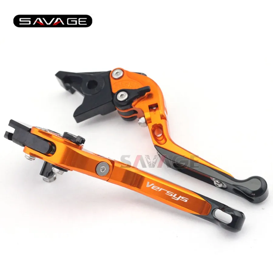 

For KAWASAKI KLE 1000 Versys 2015 Orange Motorcycle Adjustable Folding Extendable Brake Clutch Lever Logo Versys