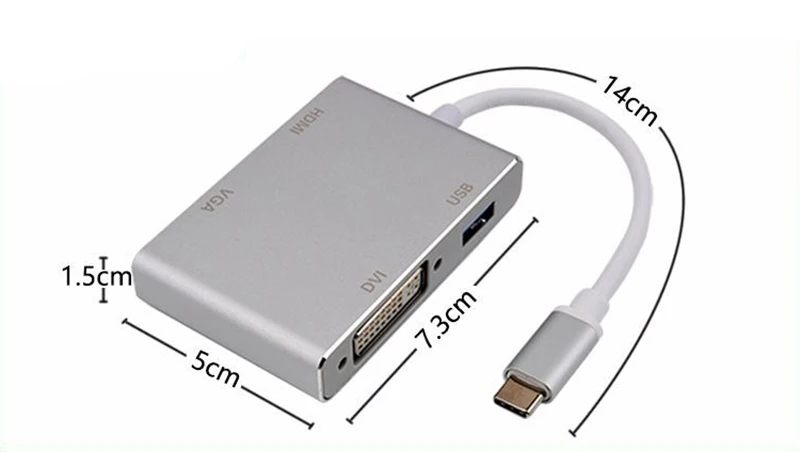 Baolyda USB C к HDMI 4K адаптер Thunderbolt 3 концентратор USB 3,1 type C к HDMI VGA DVI USB мульти концентратор для MacBook/Pro Chromebook Pixel