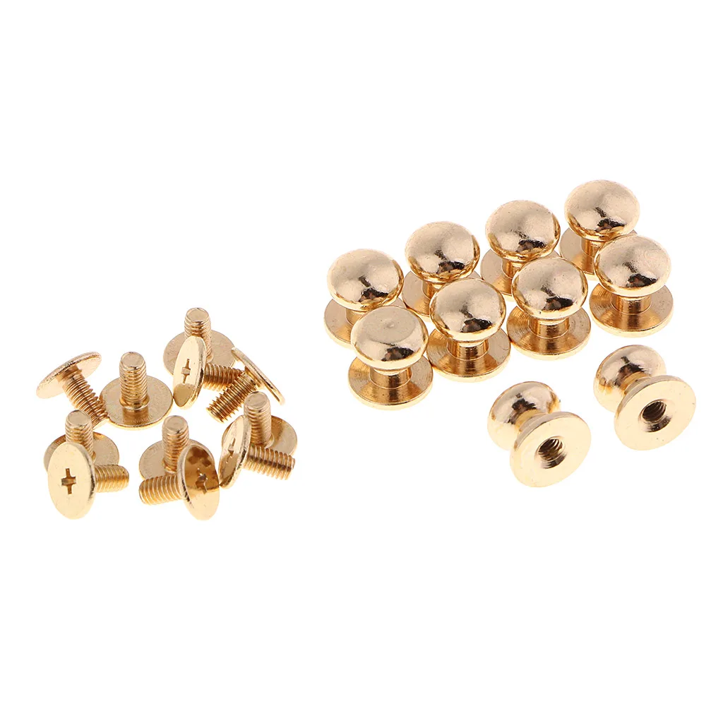 10pcs Brass Round Head Stud Screwback Leather Bag Chicago Screw Nail Rivet