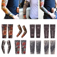 1 пара велосипедная поддельная Татуировка рука Солнцезащитная рукава Защита от солнца для велоспорта, пешего туризма, бега, скалолазания, активного отдыха