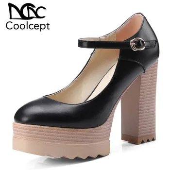 

Coolcept 2019 New Women Pumps Ankle Strap Buckle Platform Shoe High Heel Women Gladiator Party Pumps Shoes Footwear Size 32-42