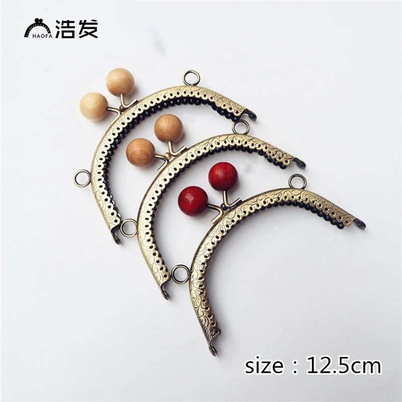 

HAOFA10pcs/ Lot 12.5cm Arc Metal Purse Frame Clasp Handles for Coin Purses Clutch Bag Accessories wooden beads Bronze Bags Frame